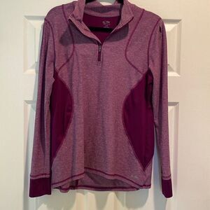 C9 Champion Womens Pullover Top Mesh 1/4 Zip Long Sleeve Colorblock Purple, Size